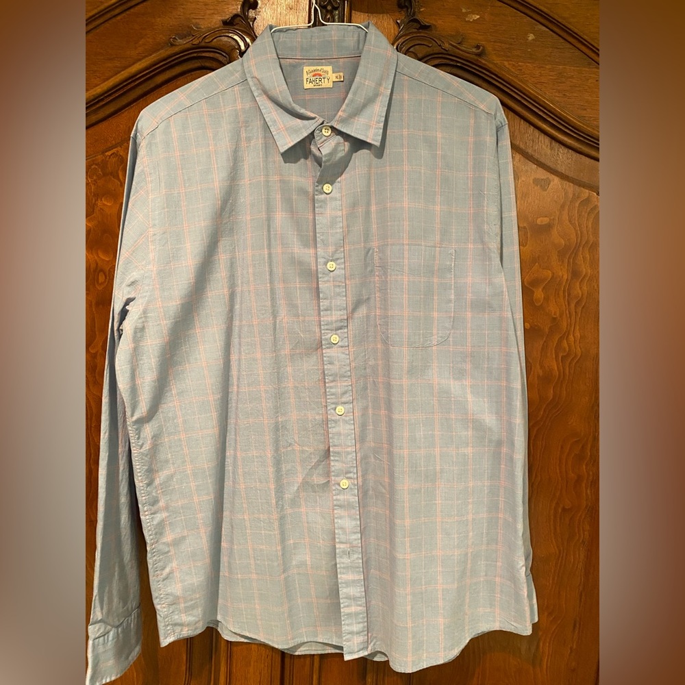 Faherty blue/pink muted plaid XL